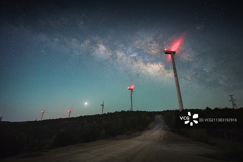 星空下的风车图片素材