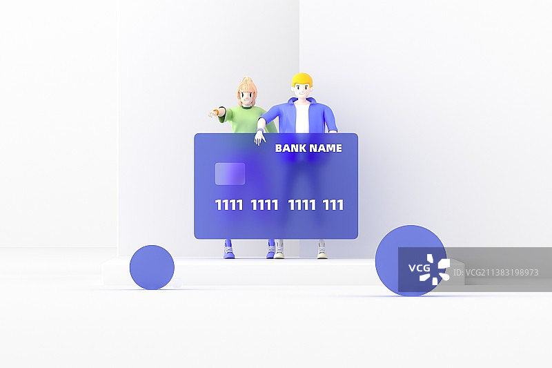 3D渲染亚克力风格金融卡片图片素材