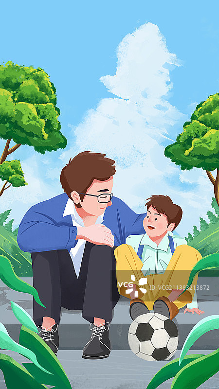 父亲节插画-最好的父子关系——朋友图片素材