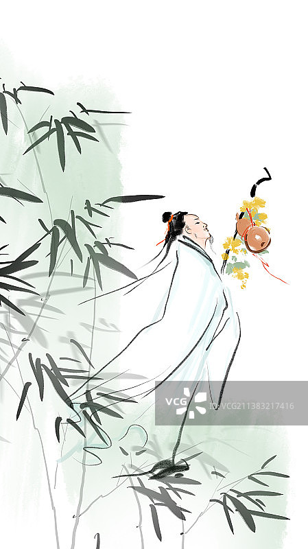 白酒文化古代人物创意插画图片素材