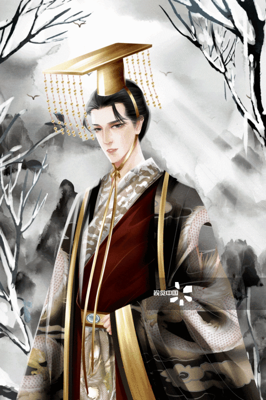 中国风古风汉朝皇帝插画-GIF动图图片素材