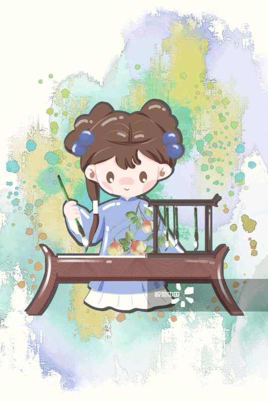 红楼梦金陵十二钗正册贾惜春画画插画-GIF动图图片素材