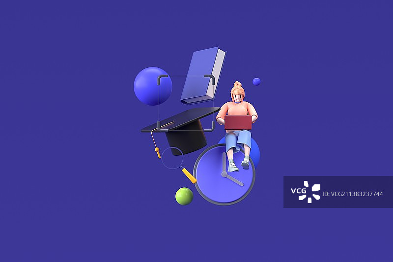 3D渲染学历教育卡通插画图片素材