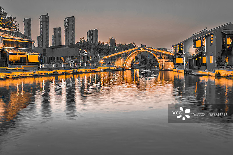 古桥夜景图片素材