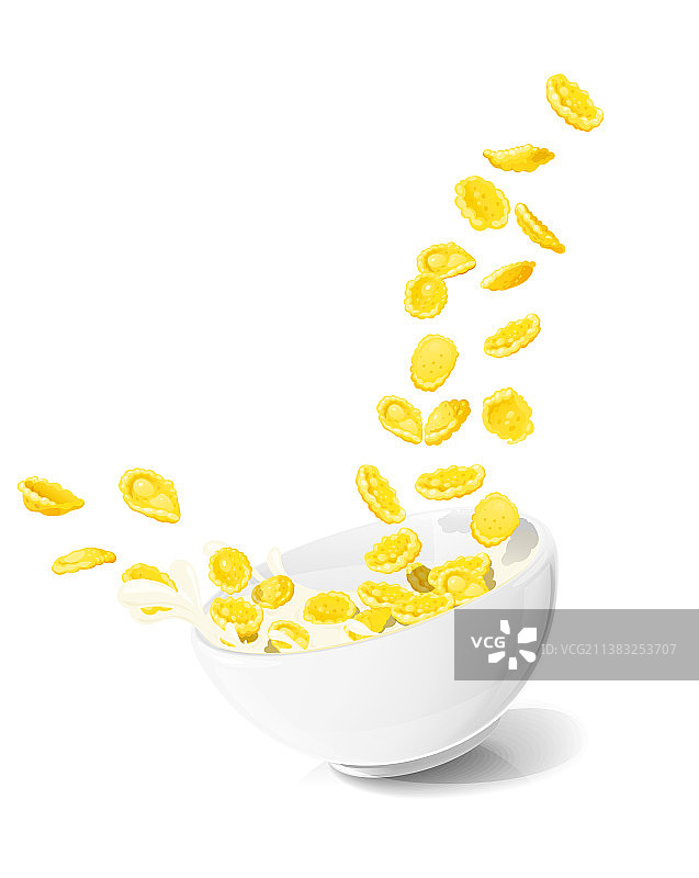 陶瓷碗里的玉米片图片素材