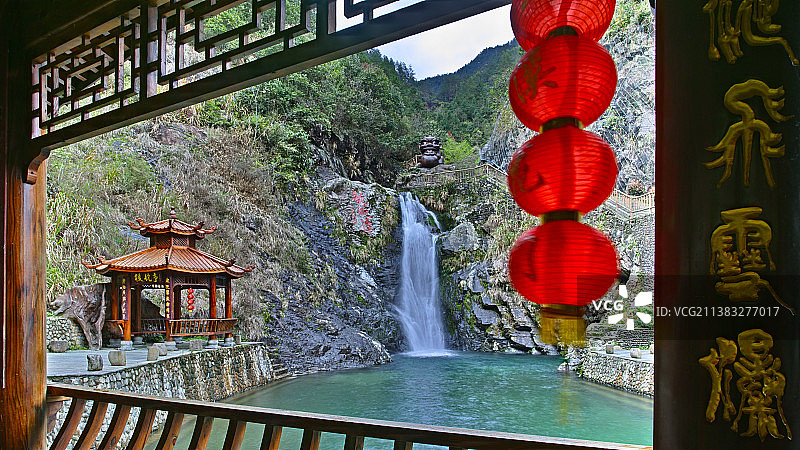 开化九溪龙门景区瀑布风光图片素材