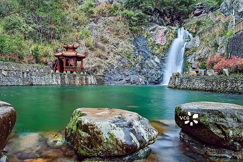 开化九溪龙门景区瀑布风光图片素材
