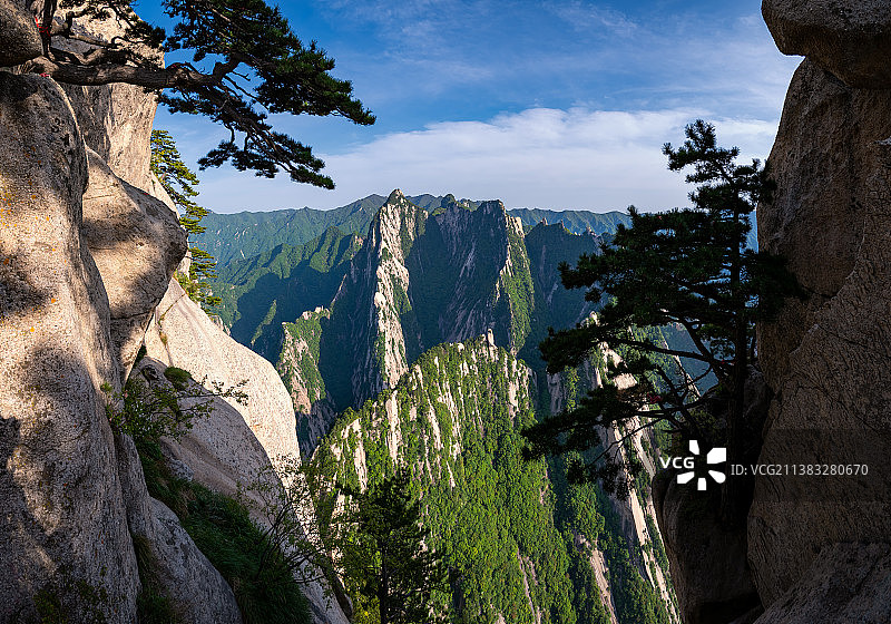 华山南峰隘口全景图图片素材
