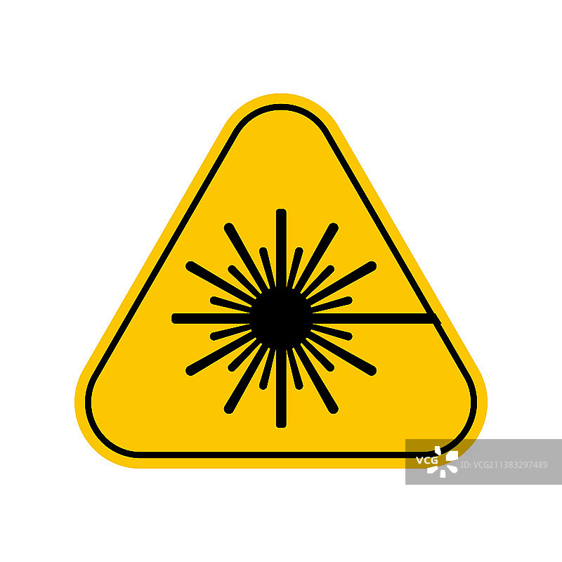 激光辐射危险警告标志（黄色）图片素材