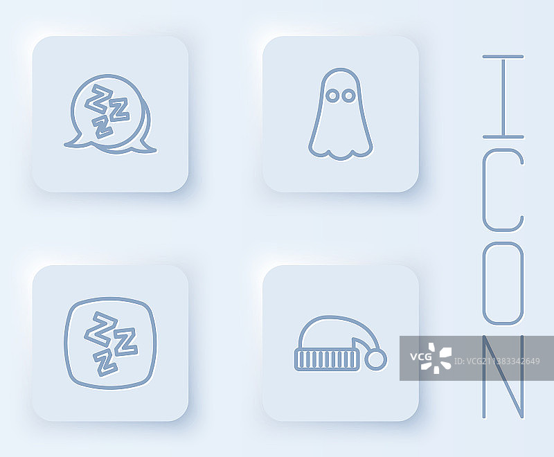 困倦的鬼魂和睡帽线条图片素材