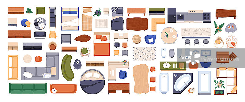 室内设计家具图标俯视图图片素材