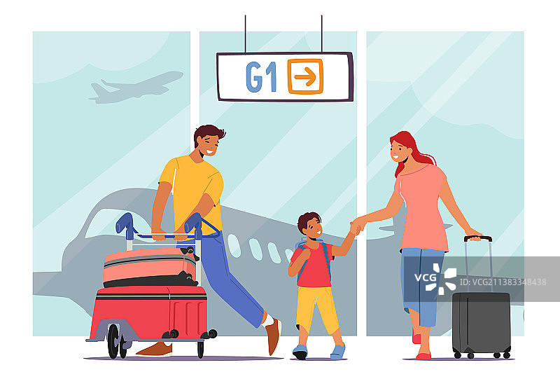 父亲、母亲和儿子一起旅行图片素材