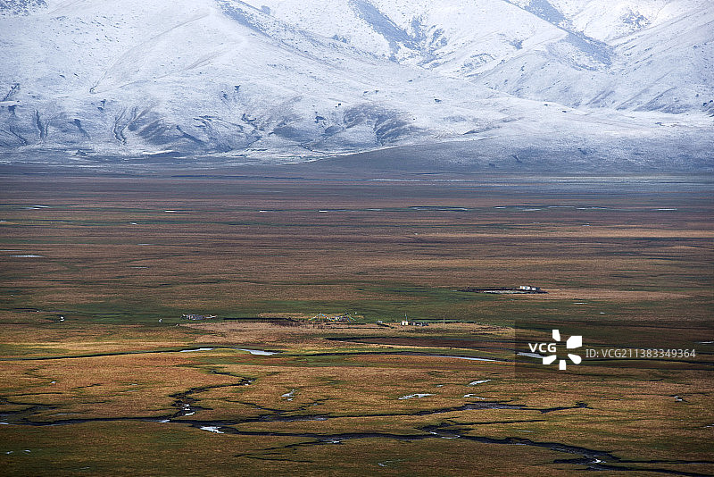 初秋甘南州玛曲县阿万仓湿地风光图片素材