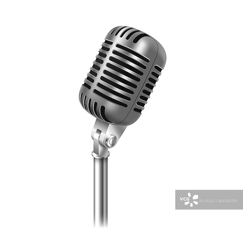 舞台演讲用复古镀铬麦克风图片素材