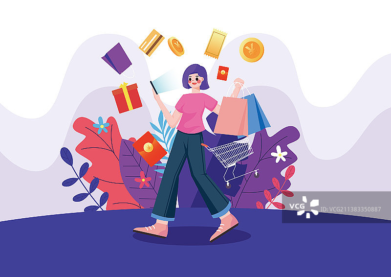 618疯狂购物电商背景矢量海报图片素材