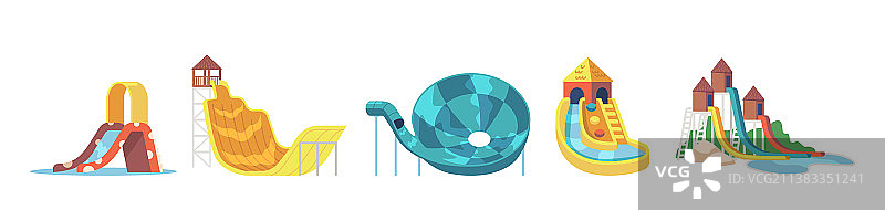 水上乐园滑梯和游泳池合集图片素材