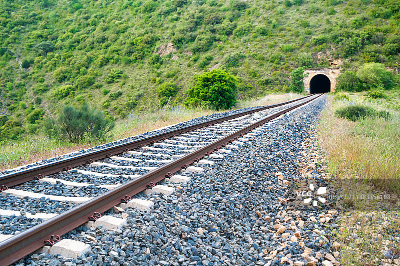铁路轨道高角度视图图片素材