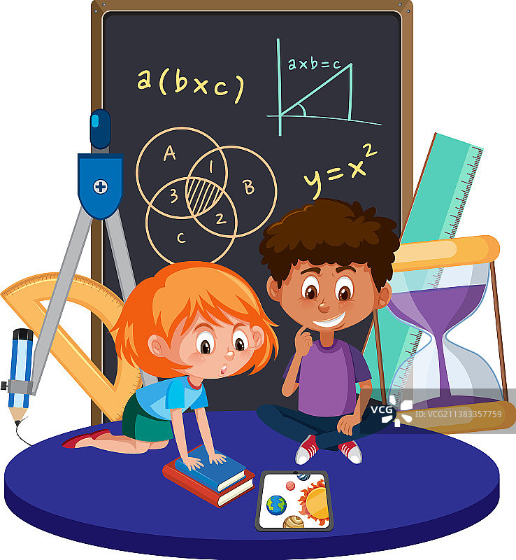 学生学习数学图片素材