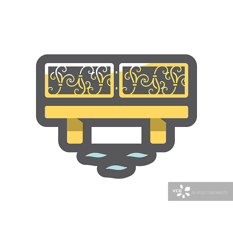 卡通风格的桥梁河流图标图片素材