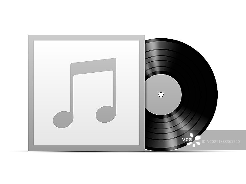 带黑色封面模板样机的黑胶唱片图片素材