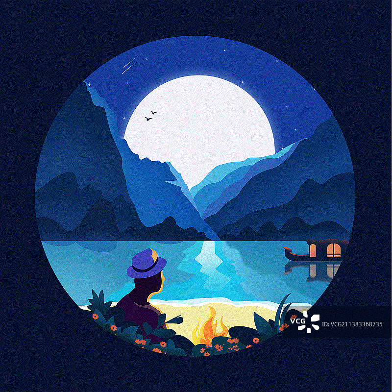 微光插画系列之一个人的旅行图片素材