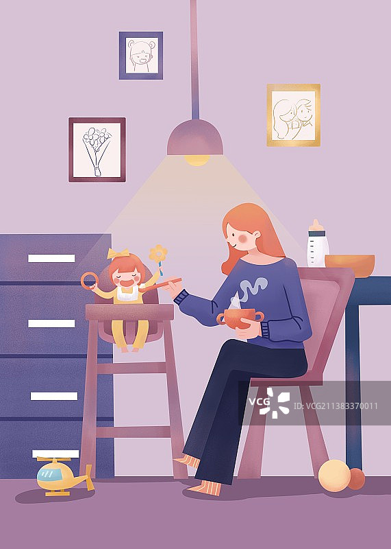 妈妈在给宝宝喂饭图片素材