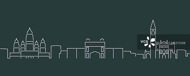 坎普尔单线天际线轮廓图片素材