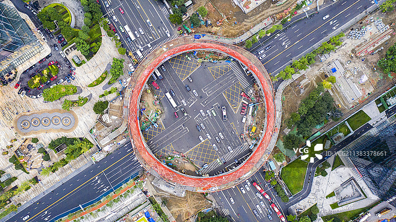 航拍四川成都金融城夜景城市风光建筑全景道路交通图片素材