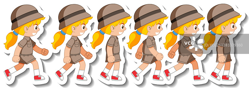 女童子军不同动作合集图片素材