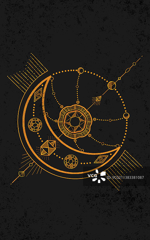 金色宝石对称点缀图案图片素材