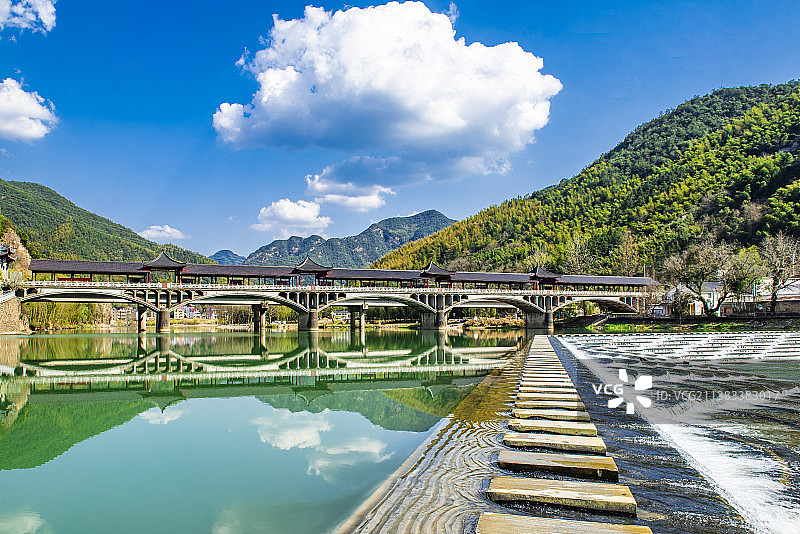 富阳龙鳞坝风光 浙江杭州富阳 山水风景 山水图片素材