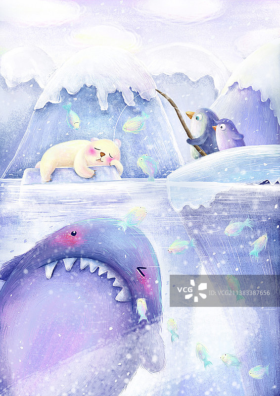 清冷感治愈萌系儿童插画图片素材