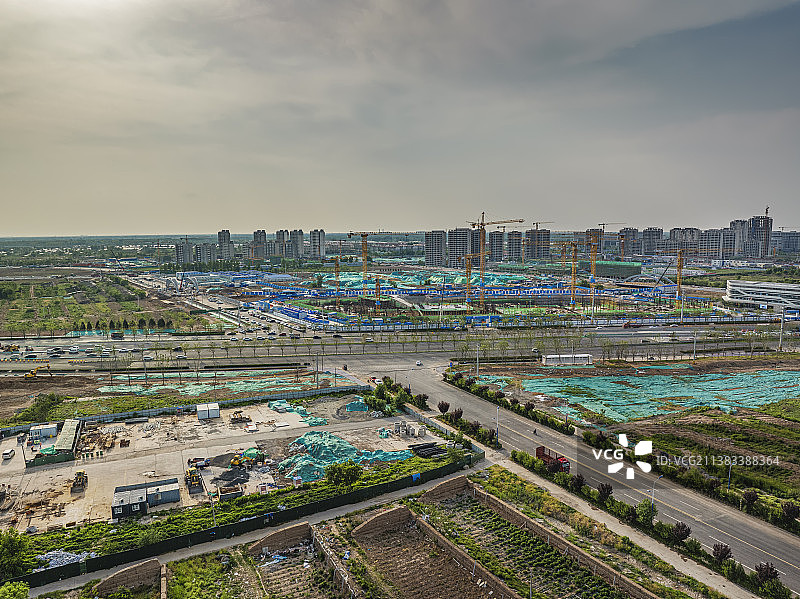 建设中济南凤凰黄河大桥周边设施图片素材