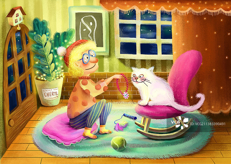 猫主题治愈系列插画03图片素材