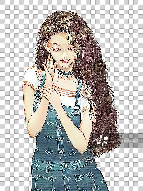 夏天卷发女孩图片素材