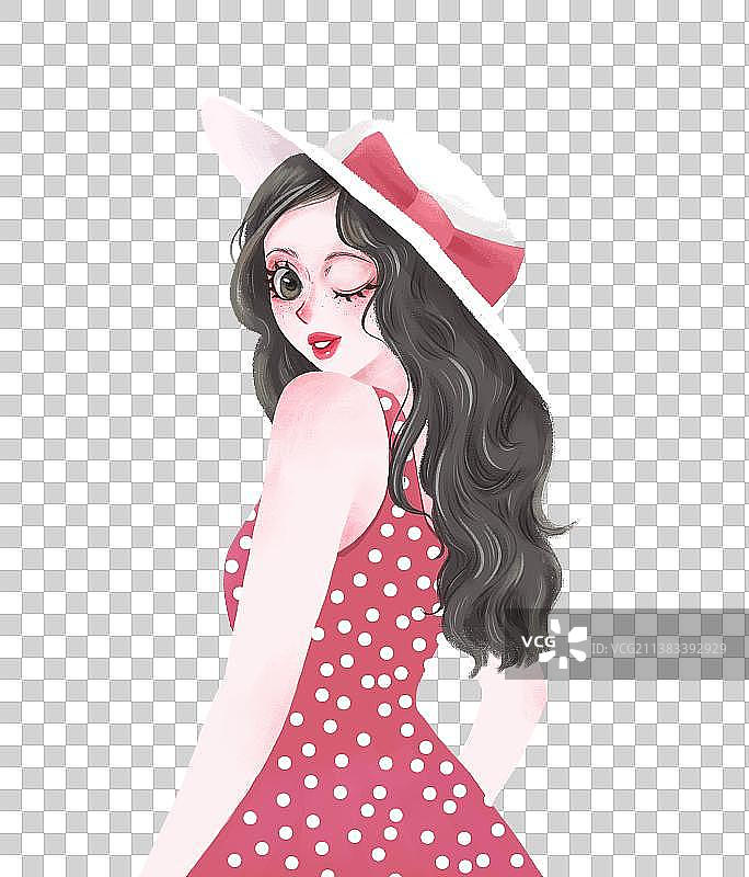 大波浪复古女孩图片素材