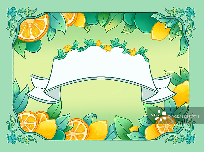 手绘小清新金桔柠檬花茶果茶包装图片素材