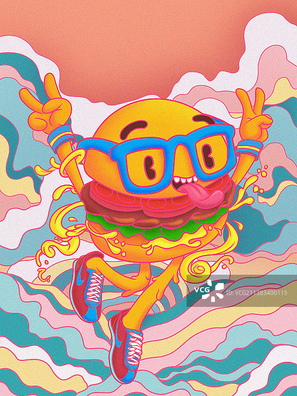 潮流渐变系列插画之汉堡图片素材