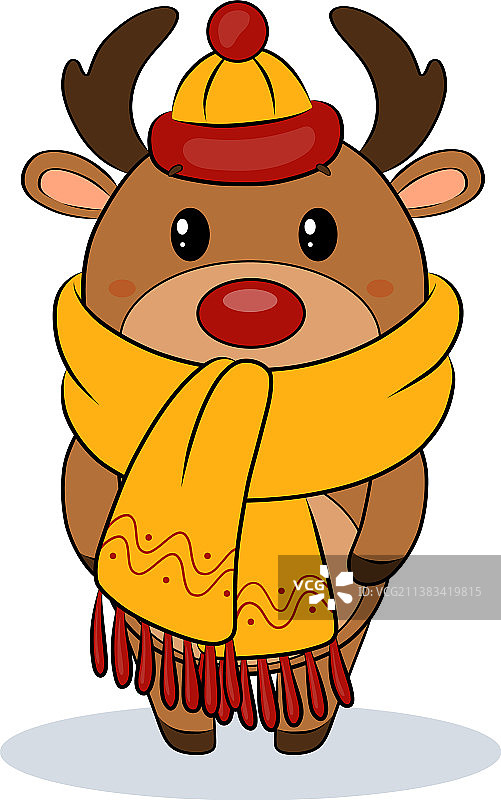 戴帽子和围巾的圣诞驯鹿图片素材