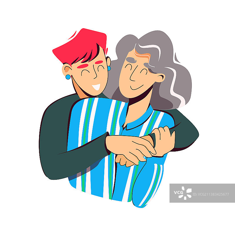 母亲和成年女儿拥抱微笑图片素材