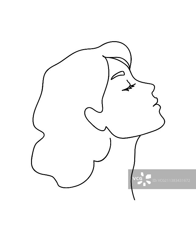 长发女人侧面肖像图片素材