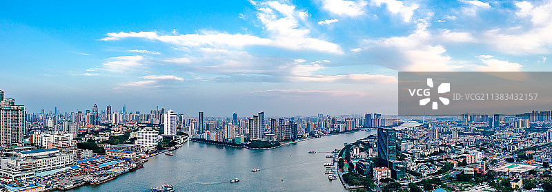 中国广东省广州市荔湾区白鹅潭晚霞图片素材