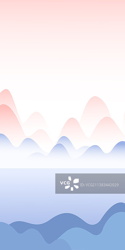 粉蓝色中中国文化山水商务抽象风格图片素材