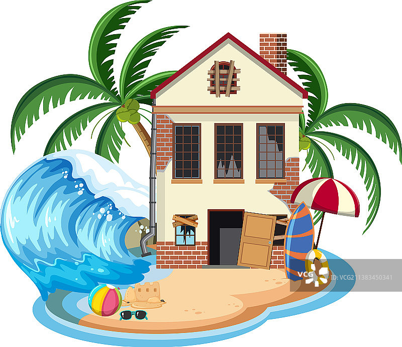 岛上的废弃建筑物图片素材