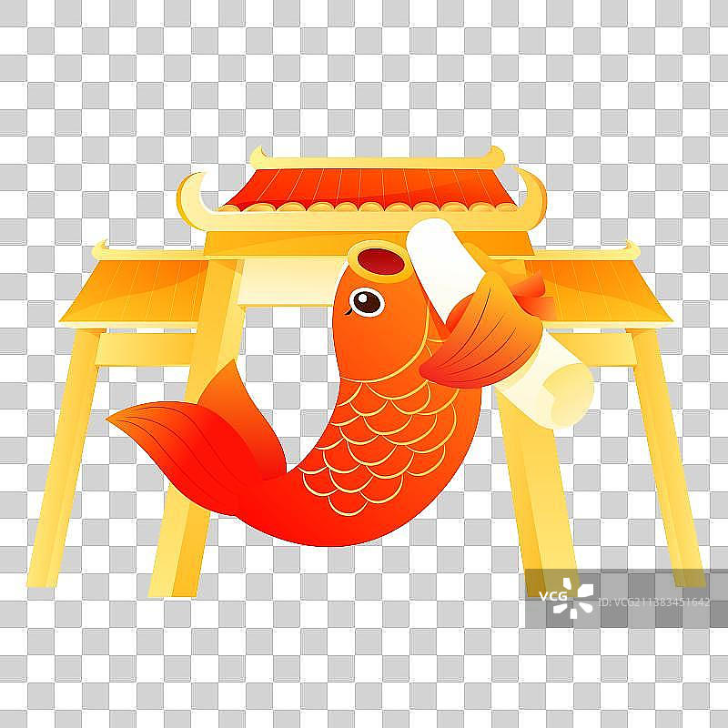 鲤鱼跃龙门矢量插画元素图片素材