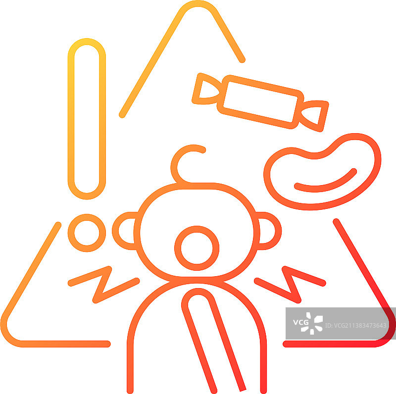 导致窒息危险的食物渐变线性图标图片素材
