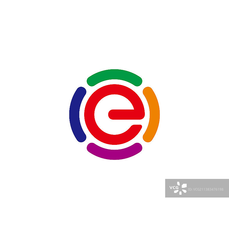 字母E圆形运动过程彩色符号图片素材