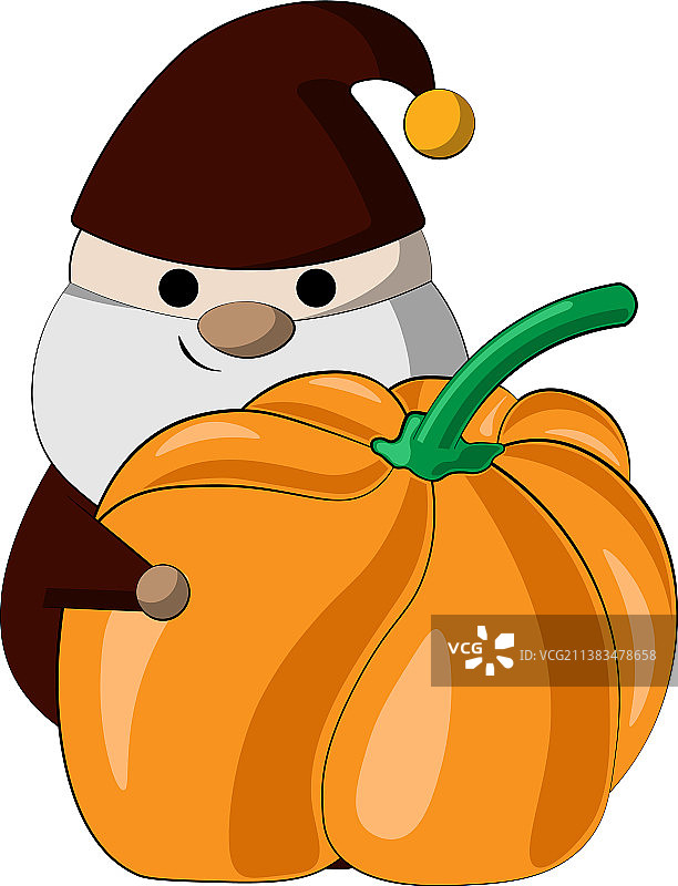绘画南瓜的小秋季侏儒图片素材
