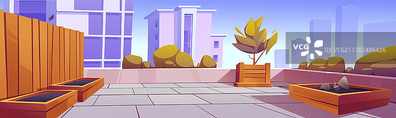 屋顶花园建筑露台绿植图片素材