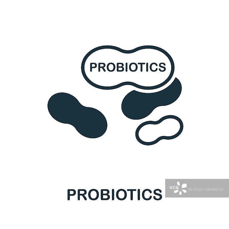 饮食中的益生菌单色标志图标图片素材